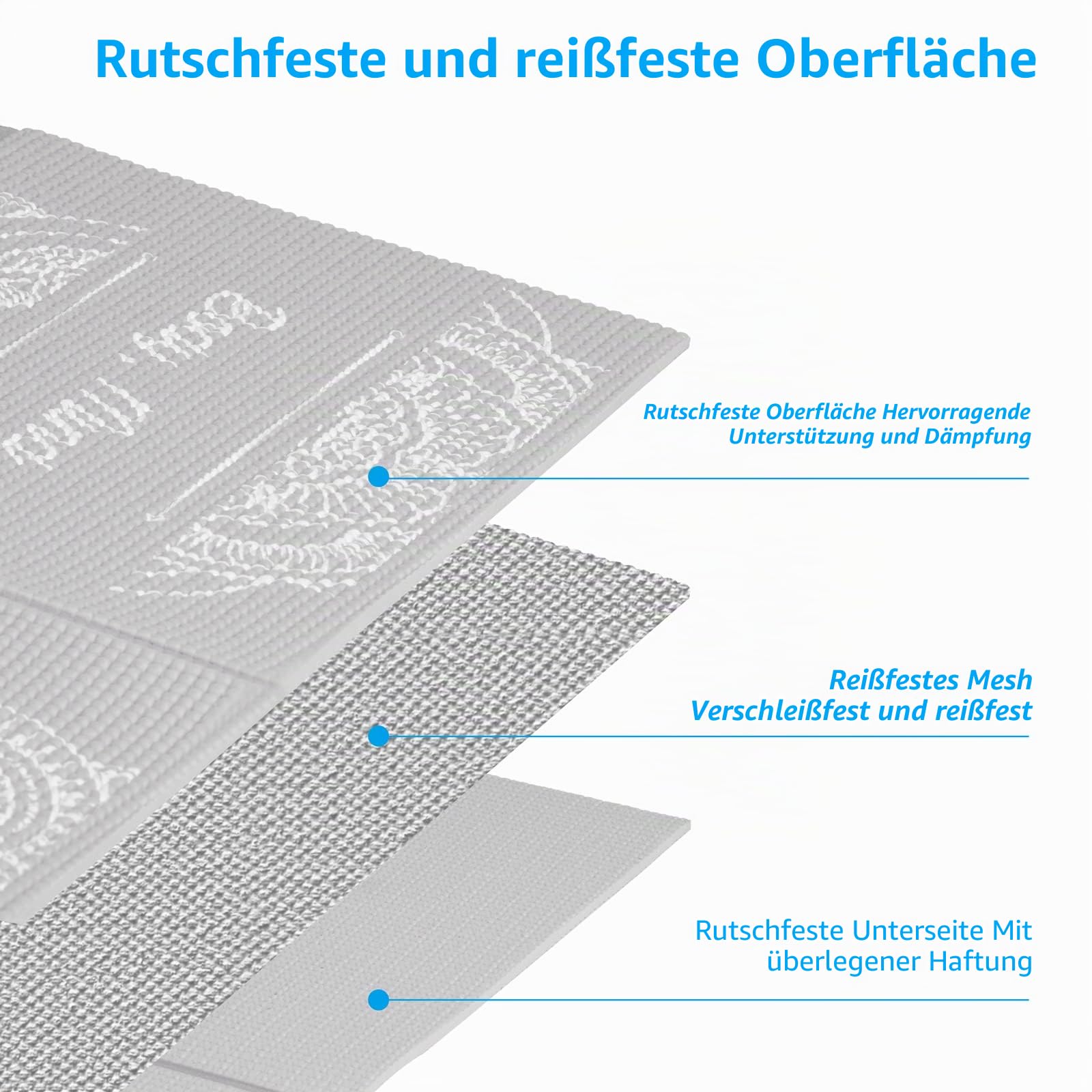 Faltbare Yogamatte für Frauen, rutschfeste Übungsmatte für Home Gym, Reise Yoga Set mit Stretch Strap für Yoga Pilates und Fitness, 173 x 61cmx 5mm dick