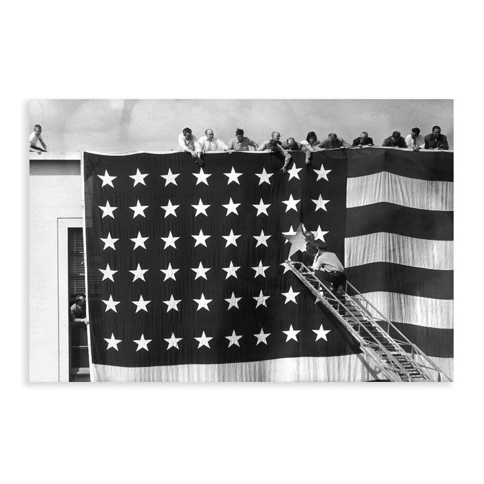 WCYB A 49th Star Was Added to The American Flag When Alaska Joined The Union, 1958 Prints Posters Canvas Deco Paintings Wall Art For Office Living Room Unf