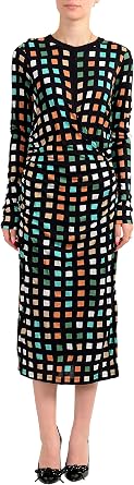 Hugo Boss Womens Esetta Plaid Long Sleeve Multi-Color Shift Dress US XS IT 38
