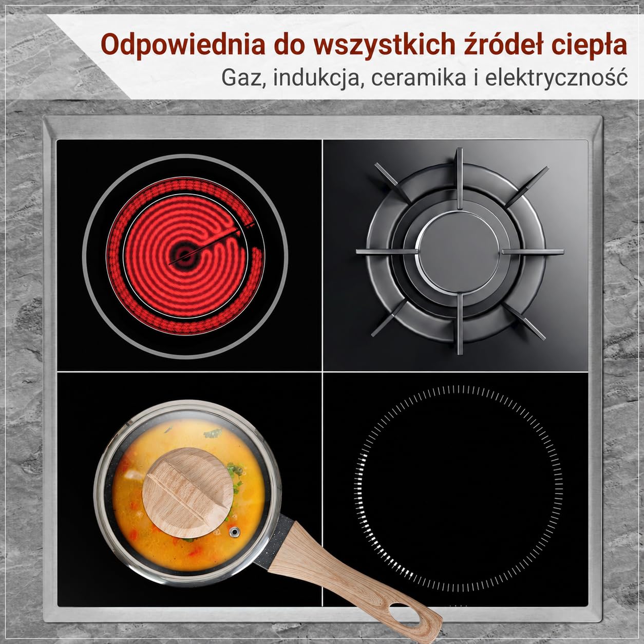 Zestaw Naczyń do Gotowania, 12-częściowy | Garnki i patelnie aluminiowe, Powłoka zapobiegająca przywieraniu, Z garnkami parowymi