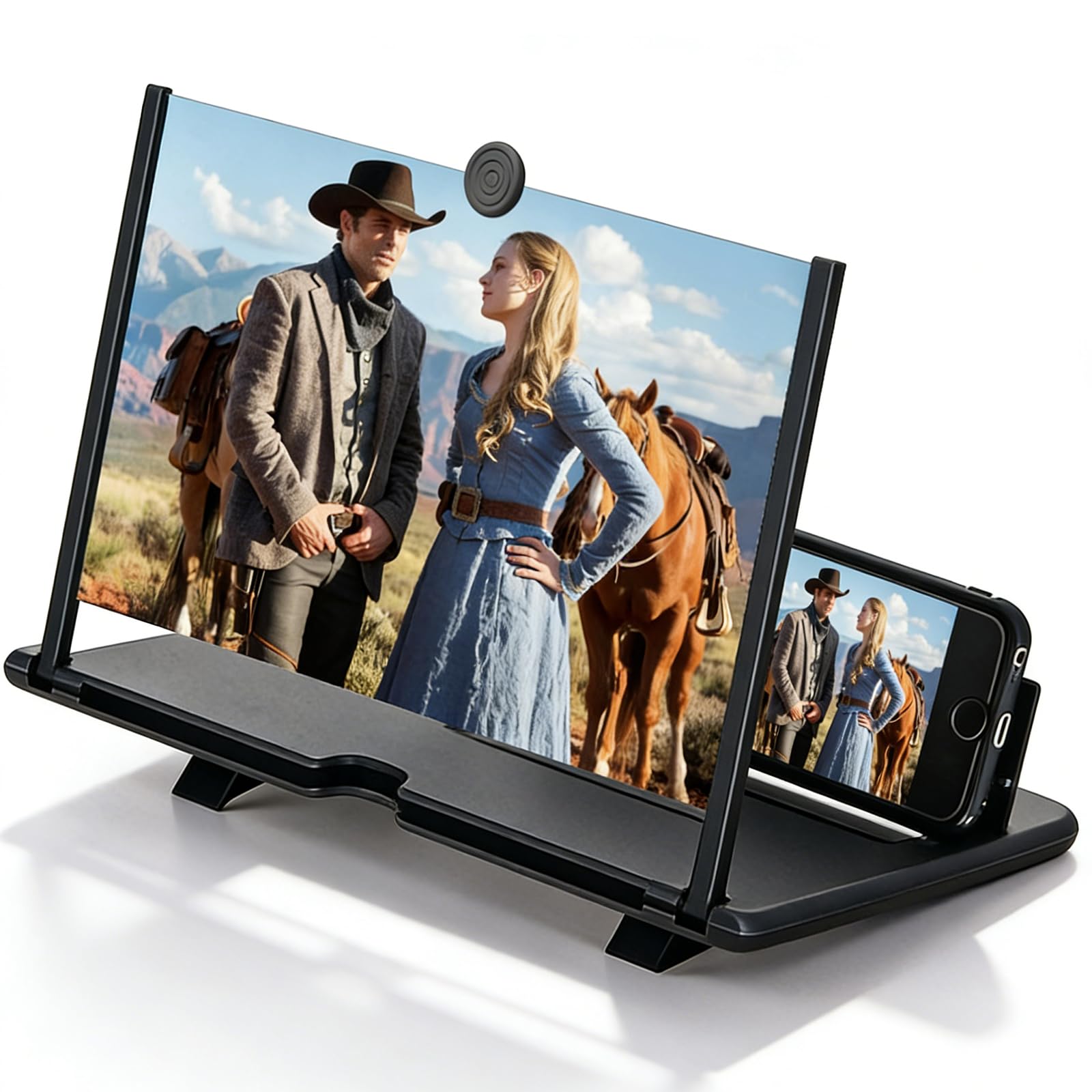 18 Pouces Agrandisseur Ecran Telephone,Loupe D'écran De Téléphone Portable,HD Loupe Telephone Portable pour Regarder des Films Et des Vidéos, Tous Smartphones,3D HD Anti-Bleu(Noir)