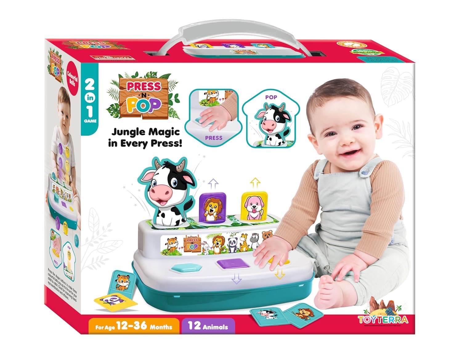 Press and Pop - A 2 in1 | Up Animal Toy | Developmental Learning Toy | with Colourful Balls | for 12 Months+ Kids-picture-25