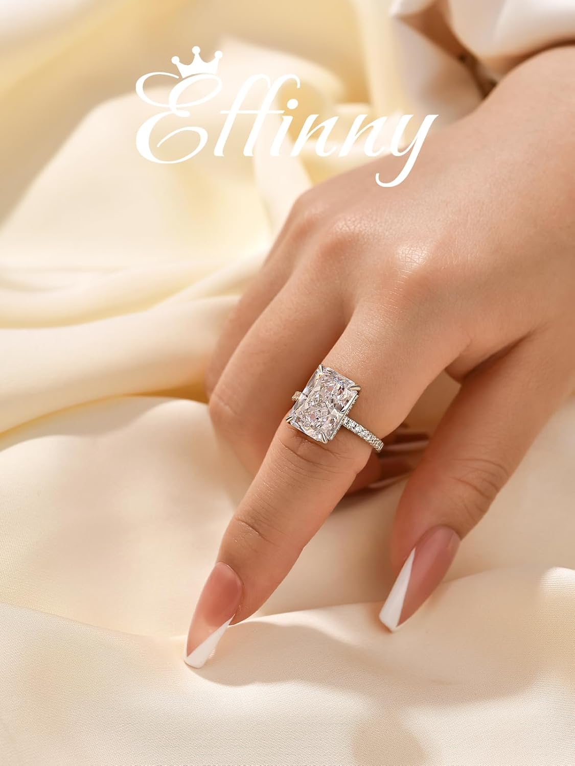 3.5/7.0 Carat Elongated Radiant Cut Engagement Ring for Women,5A Cubic Zirconia Promise Ring in 925 Sterling Silver - Image 3