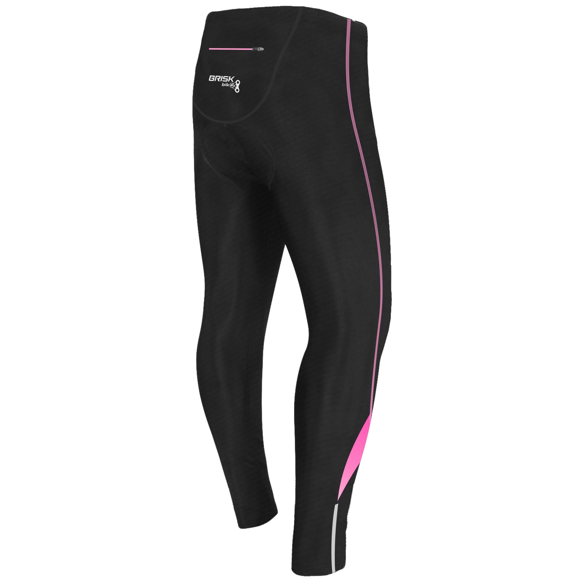 Brisk Bike Pantalons de Cycliste Femme avec Fermetures éclair réfléchissantes Collants de Cyclisme rembourrés Cool Max Extensibles pour Le Cyclisme - Pantalon Cycliste Femme Long