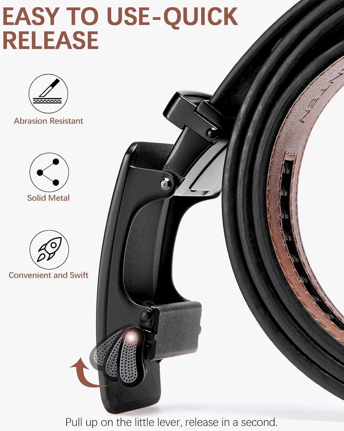 BOSTANTEN Mens Belt Leather Ratchet Belt For Men Dress and Casual with Adjustable Buckle, Trim to Fit - Image 5