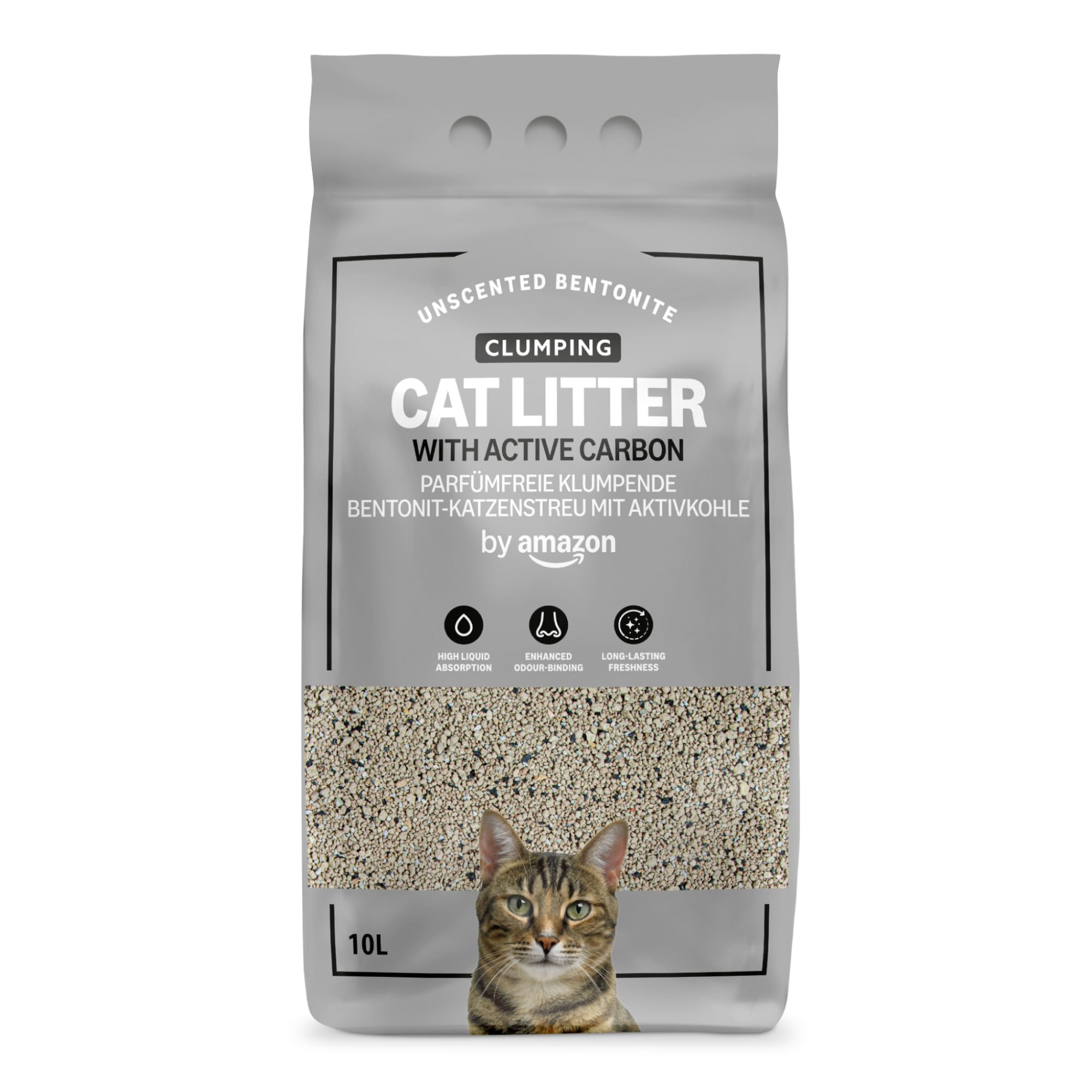 by Amazon Clumping Unscented Cat Litter with Active Carbon 10L (Pack of 1)