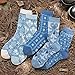 NOIAFZY 5 Pairs Cartoon Flower Pattern Knitted Crew Socks Comfy Breathable Soft Outdoor Socks
