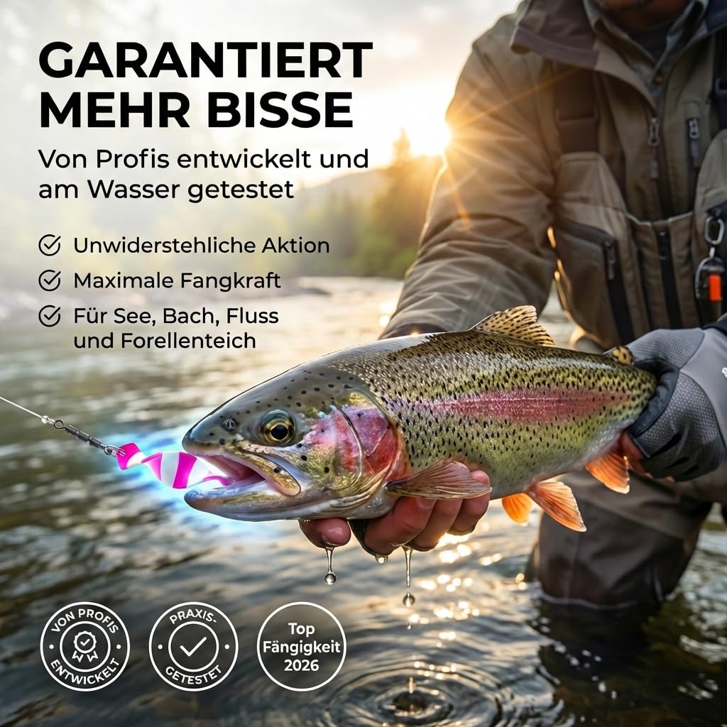 Messeneuheit 2023 Spoons Trucha Mega Twist 10 unidades en caja de cuchara | Juego de cucharas de pesca para trucha | Trucha intermitente pesca trucha | Trucha Spinner Set Trout Spoon