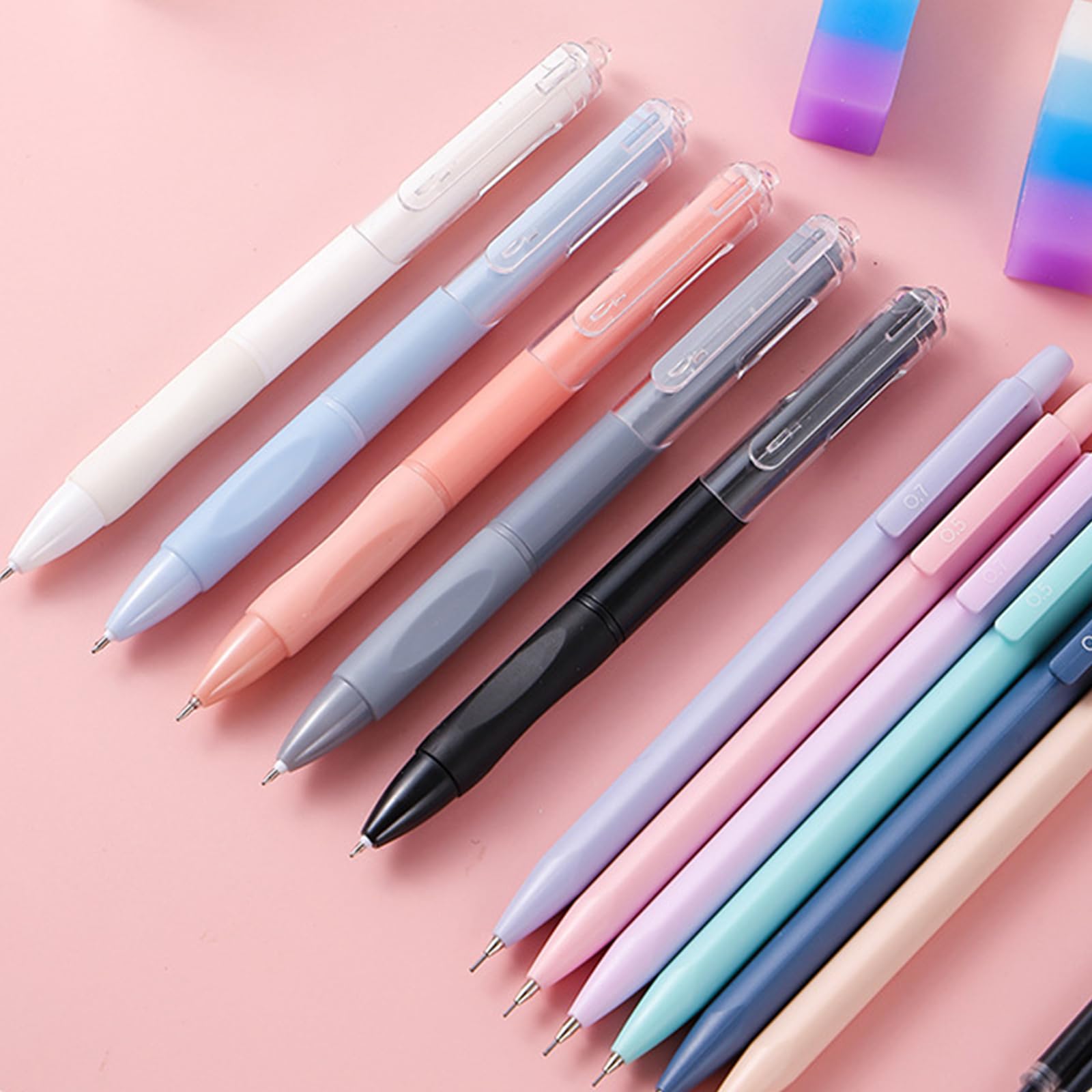 Ensemble d'accessoires scolaires - Fournitures de papeterie pour étudiants et artistes - Trousse à crayons - Surligneurs - Fournitures cadeau avec trousse à crayons et stylo gel pour étudiants