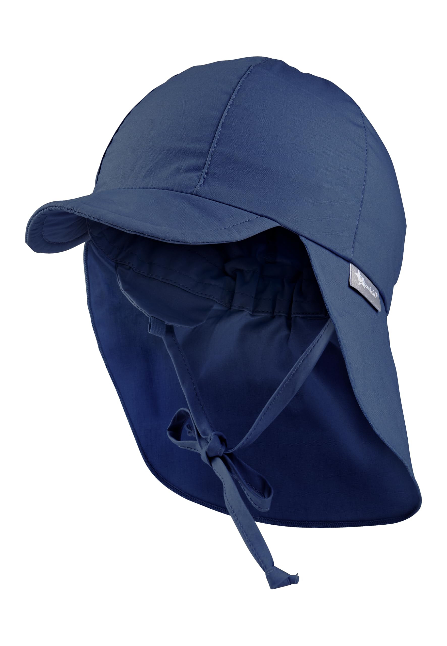 Sterntaler Schirmmütze Nacken - Unisex Baby- und Kinder Mütze mit Nackenschutz und einsteckbaren Ohrenklappen - UV-Schutz 50+ Sommermütze zum Binden - Popeline (Bio) Kopfbedeckung - blau, Größe 51