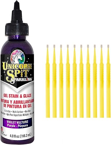 Miniatura 4 de Unicorn SPiT Gel Stain & Glaze in One  20 colecciones completas originales y brillantes con 10 barras de detalles finos TreBBies (4 onzas, Golden