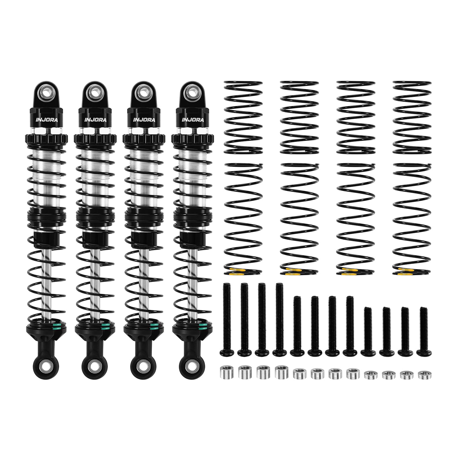 INJORA 100mm DRX Amortisseurs à Huile à Double Ressort pour TRX4 SCX10 1/10 RC Crawler