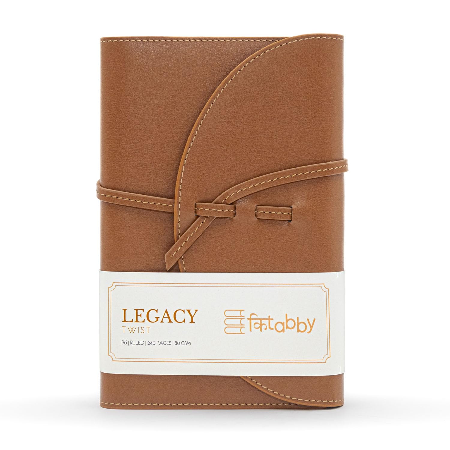 Kitabby - Legacy Twist - B6 Size - Hard Bound Notebook With An Antique Looking Wrap-Around Strap - Pu Leather Cover Material - (Tan), 240 Pages