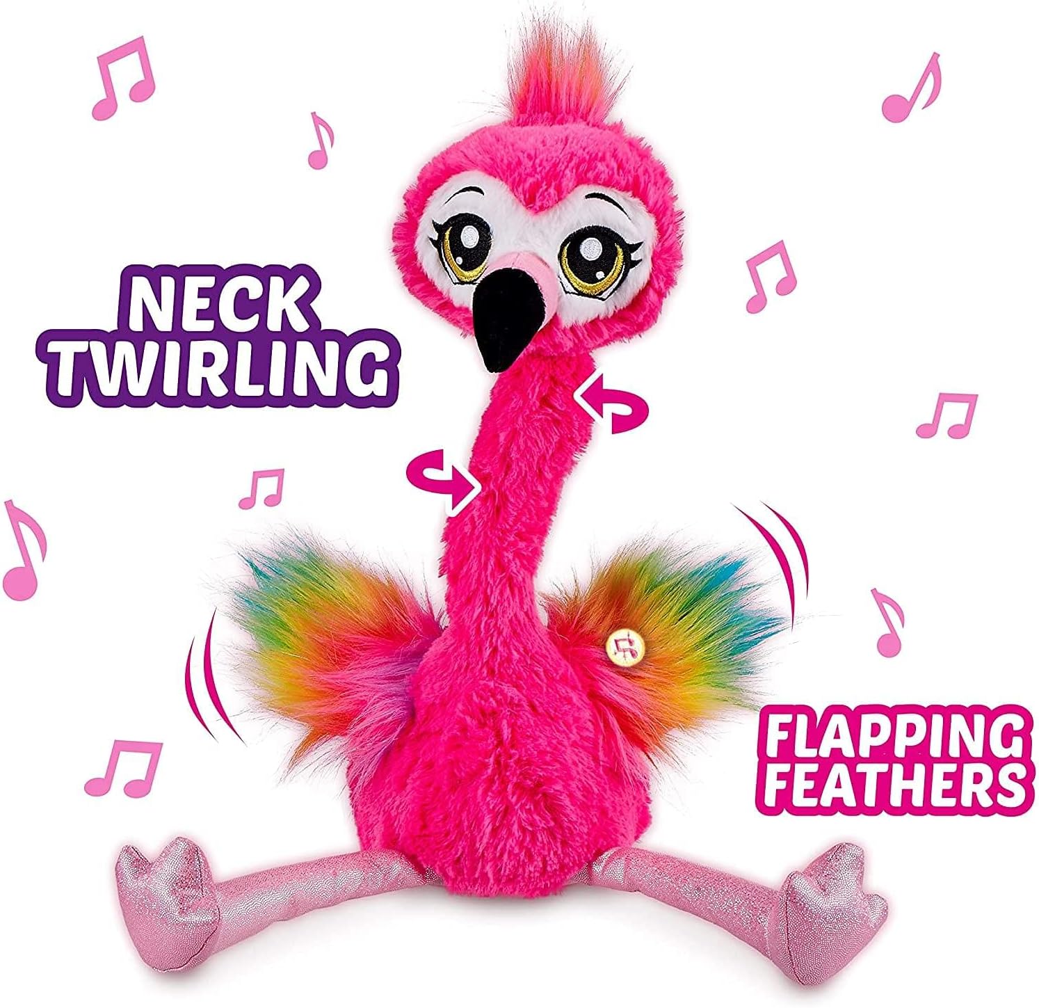 Pets Alive Frankie the Flamingo Pink - 15" Interactive Animal Dancing Plush with 3 Songs, Includes Baby Collectible Flamingo, Party Plush Toy Kids Ages 3+ by ZURU, 9.45*7.09*14.96inch