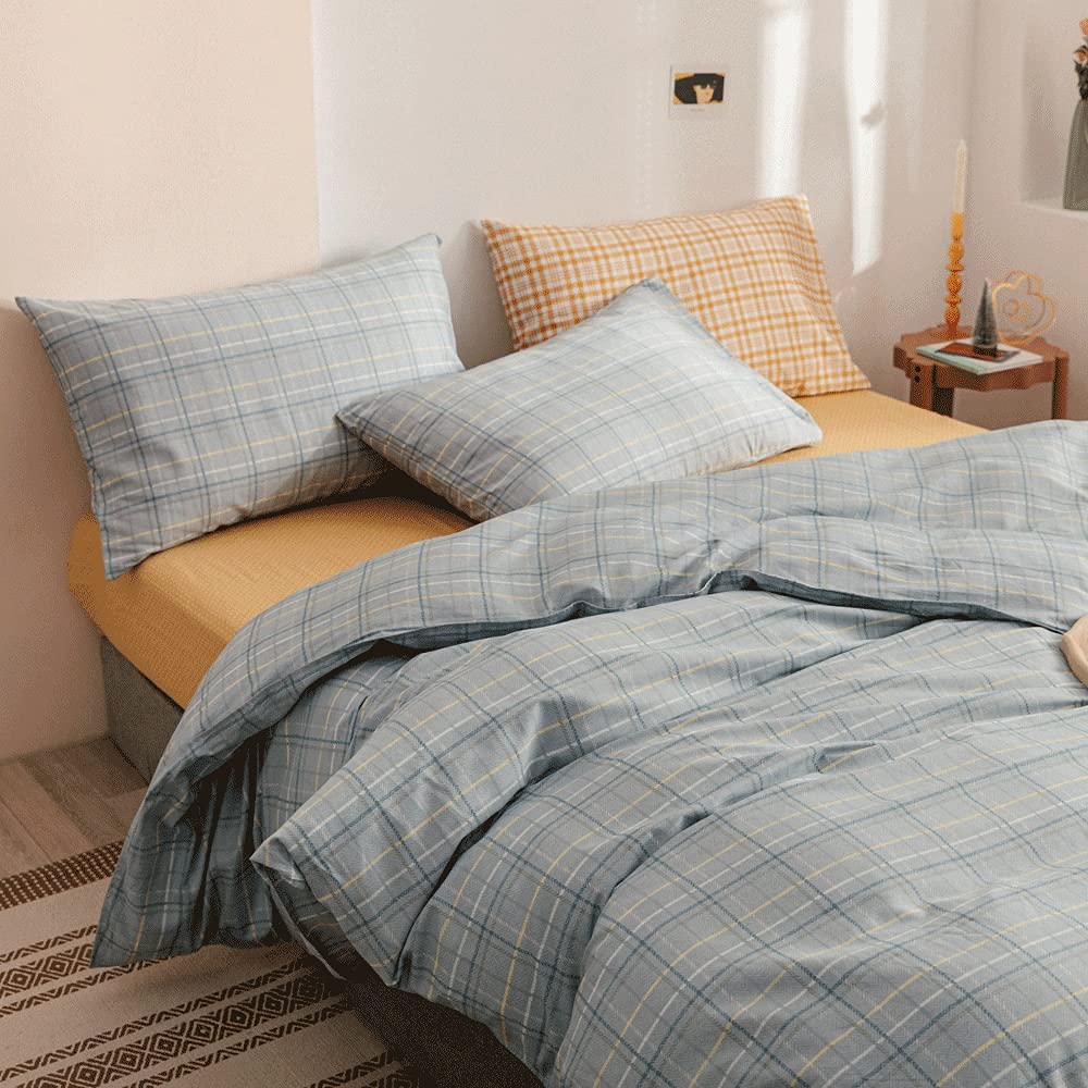 Housse de couette en coton à rayures géométriques avec taies d'oreiller pour lit Queen
