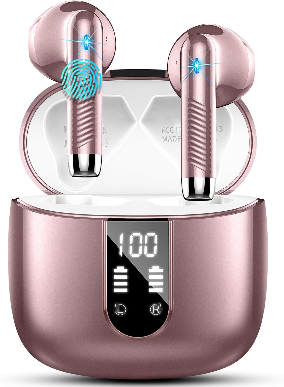 Wireless Earbuds, Bluetooth 5.4 Headphones NEW Wireless Headphones with 4 ENC Mic, 56H Bluetooth Earphones in Ear Noise Cancelling Deep Bass, Mini Ear Buds Bluetooth Earbuds IP7 Waterproof LED DisplayCarbonfree CertifiedClimatePartner certified