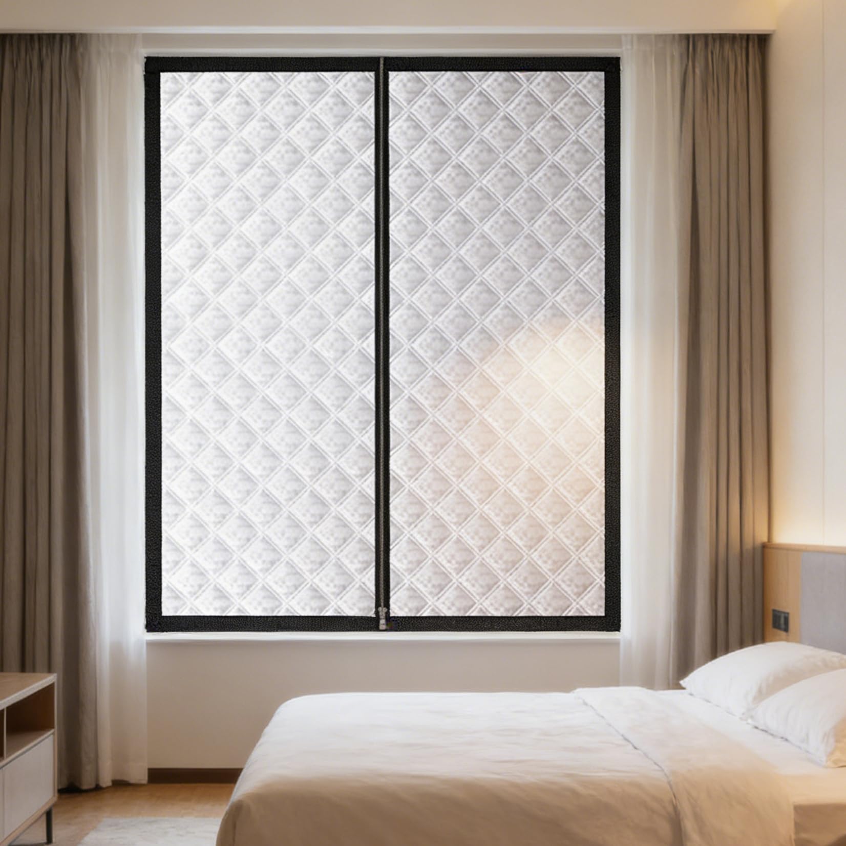 Aislante Termico Ventanas 115 x 170 cm Mantener El Aire Frío Fuera de La Ventana Película de Protección contra El Frío Incluye Cinta Adhesiva Doble Cara Personalizable, Gris