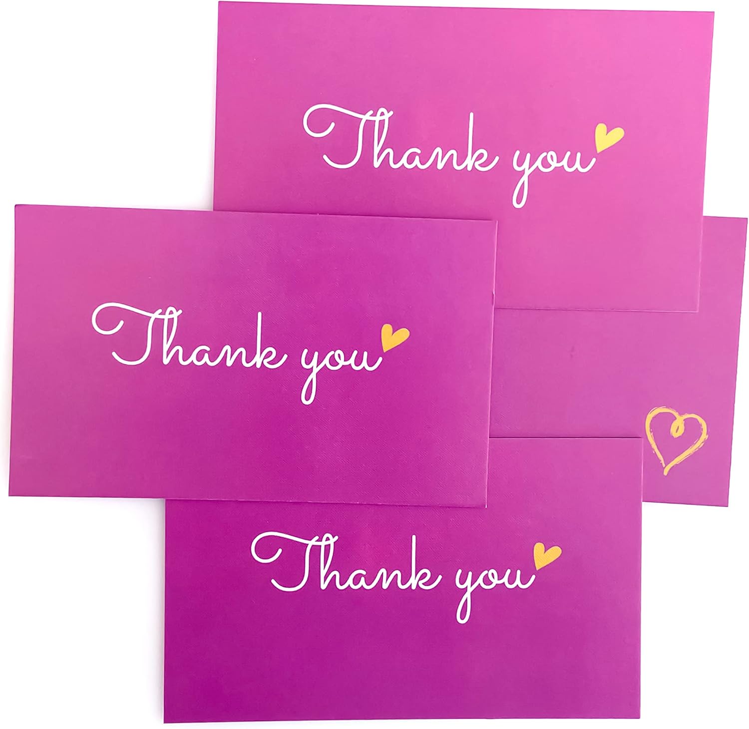 RXBC2011 100 Little Thank You Cards Gold Heart Design Bulk Thank you Notes for All Occasions 3.5 x 2 Inch Purple - Image 3