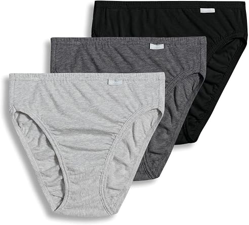 Jockey Womens Underwear Plus Size Elance French Cut - 3 Pack, Grey Heather/Charcoal Heather/Black, 8