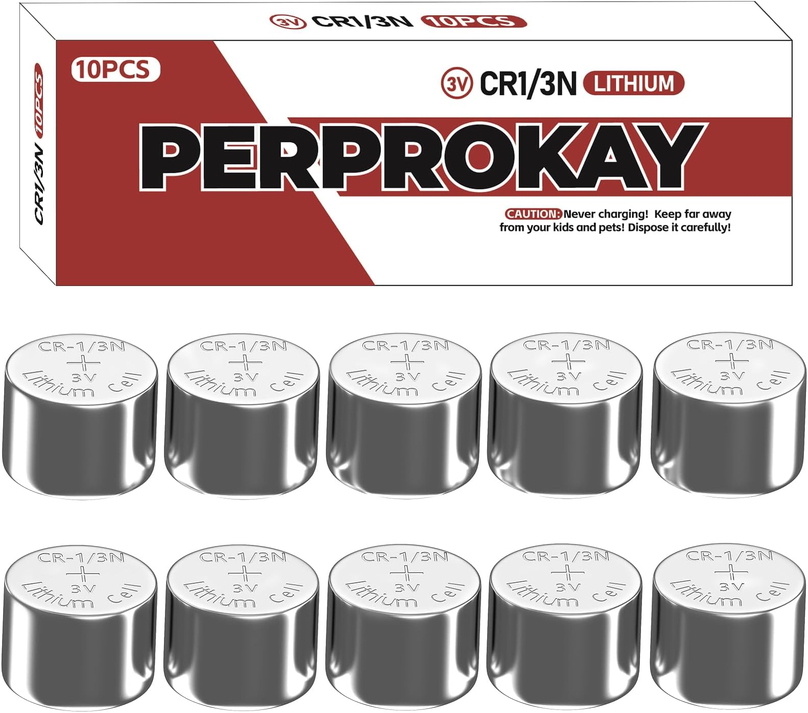 CR 1/3N 3V Lithium Batteries 10Pack, CR1/3N 3 Volt Batteries, Long-Lasting 10-Year Shelf Life CR-1/3N DL1/3N Battery, High-Power 170mAh CR11108 Battery - 10 Count