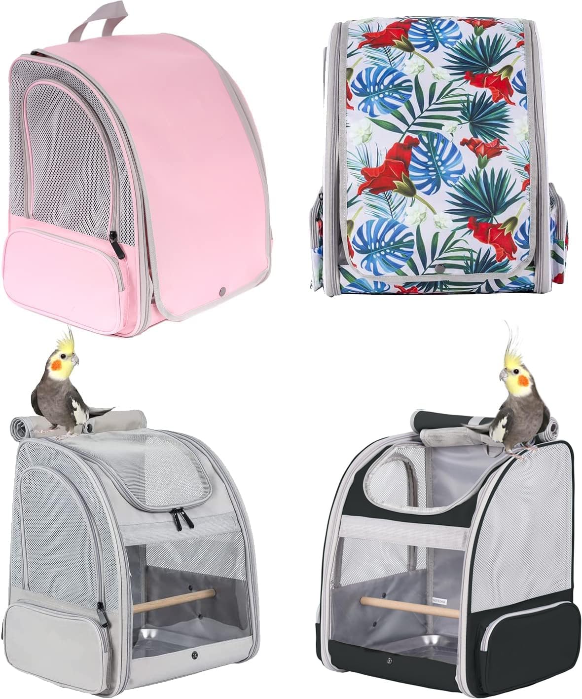 Mochila transportadora para pájaros con soporte para pájaros, mochila de viaje para senderismo, mochila de pájaro verde aprobada por aerolíneas