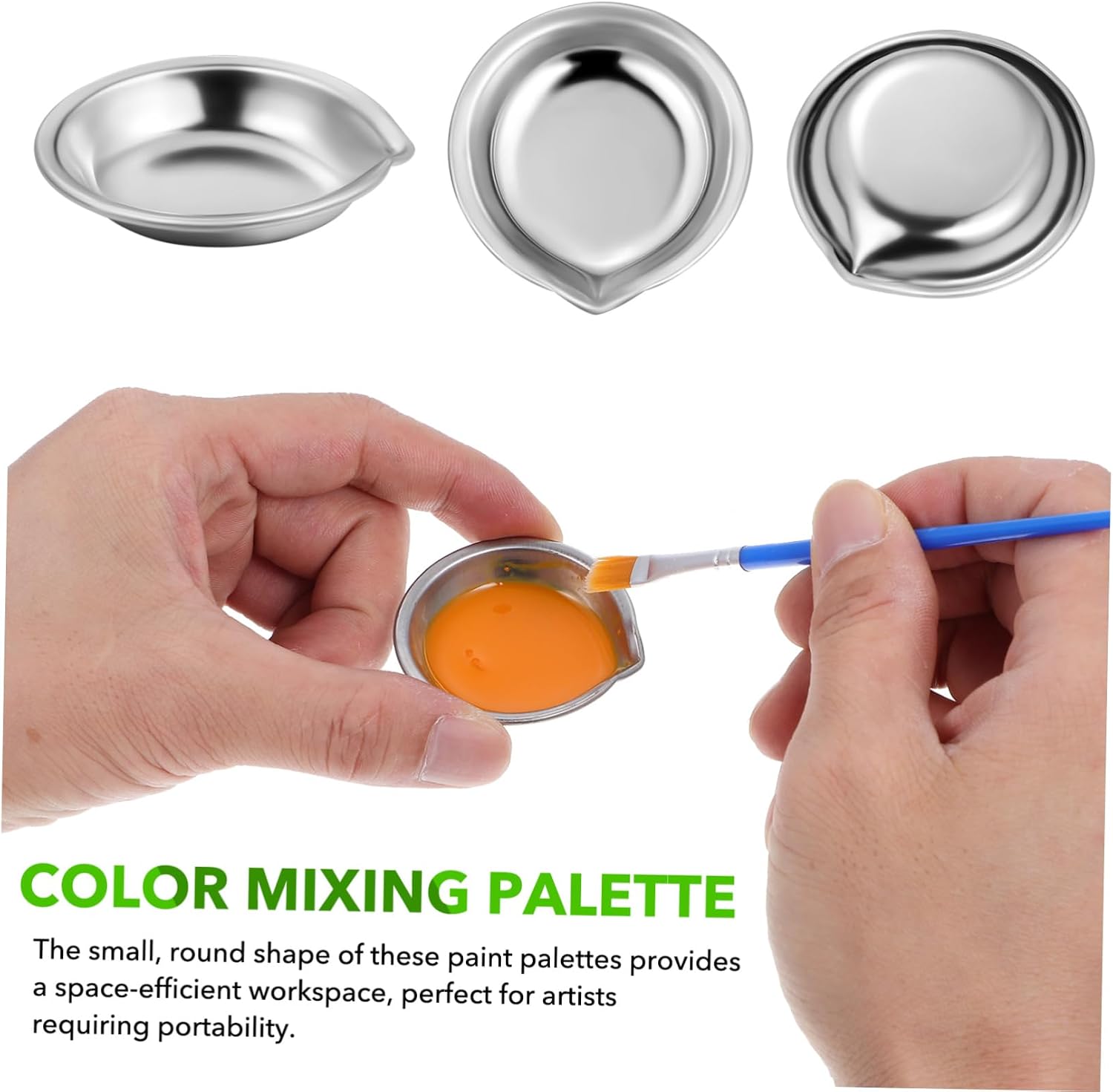 18pcs Stainless Steel Palette Mixing Pans Compact for Oil Painting Multi-Mixing Palette Tray