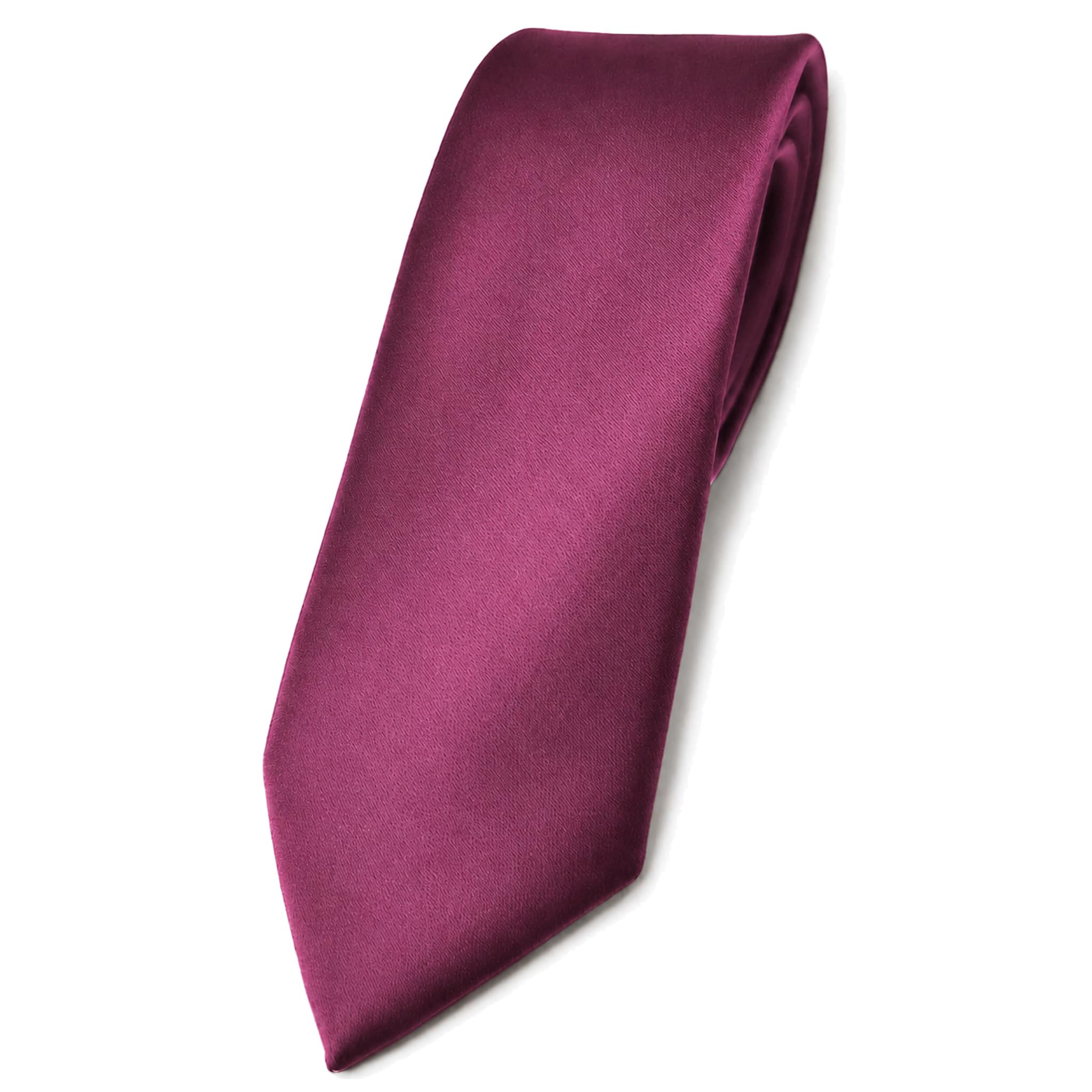 TigerTie narrow Satin tie necktie lila magenta fuchsia all-one-color Polyester - Tie