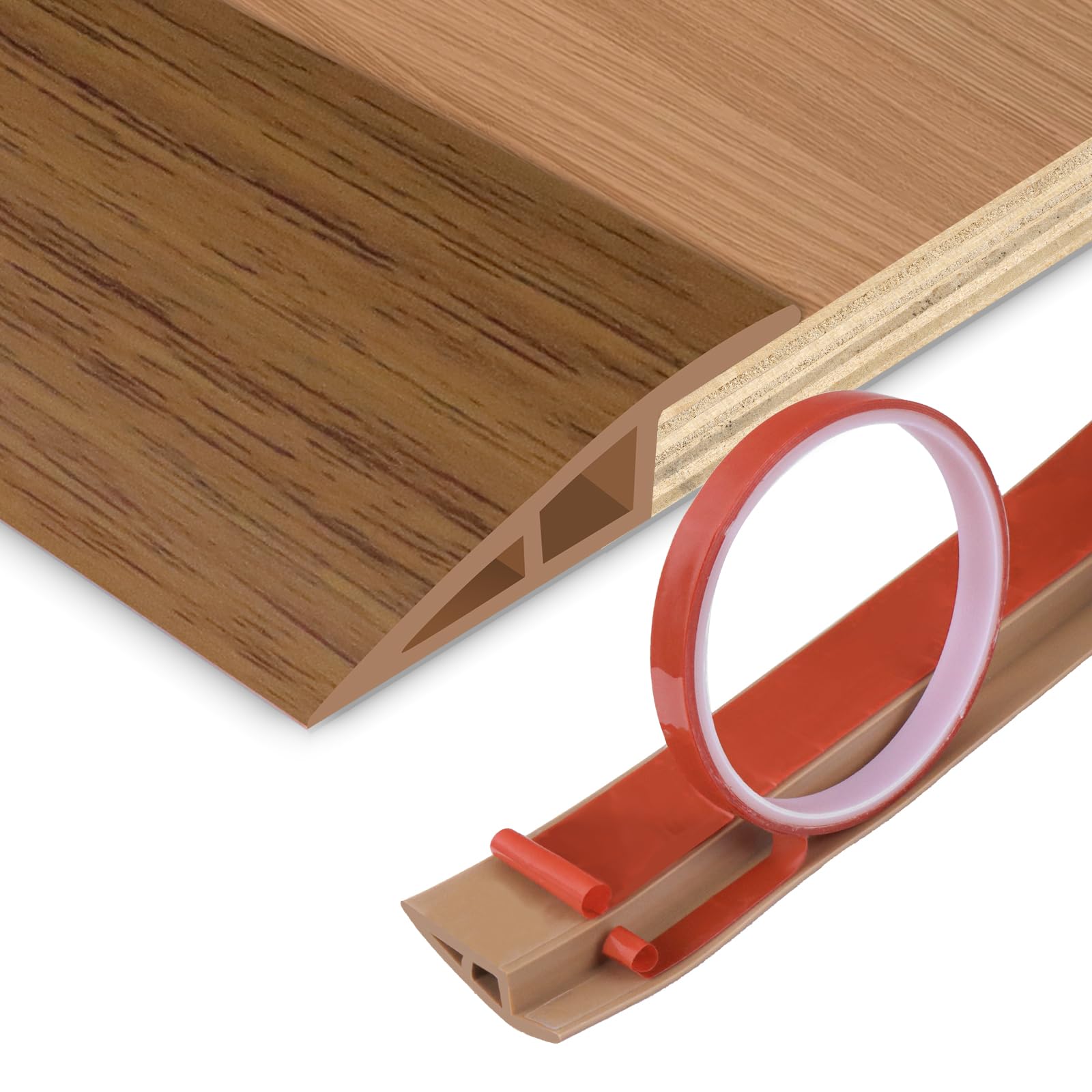 Floor Transition Strip Vinyl Door Threshold Ramp Self Adhesive Carpet Edging Strip Doorway Edge Trim, Overlap Edge Reducer for Laminate Carpet, Floor,