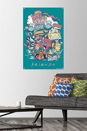 Miniatura 8 de Trends International Friends 30th - Latte Wall Poster, 14.72" x 22.37", Premium Poster & Push Pin Bundle
