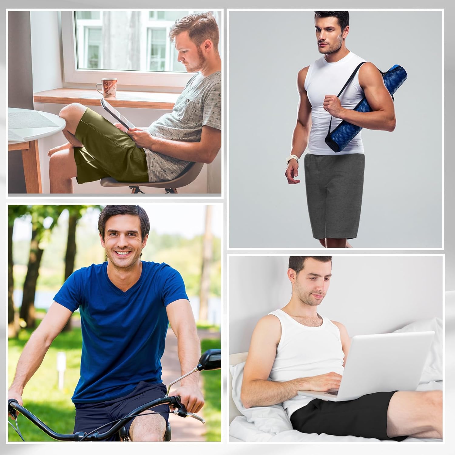 2 Pack Men’s Pajama Shorts Soft Modal Boxer Shorts Comfy Breathable Elastic Sleep Bottoms Pants with Pockets - Image 6