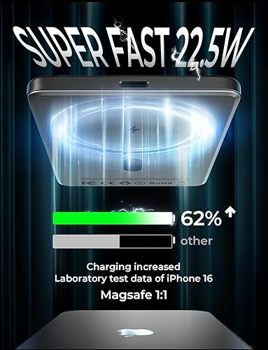 Miniatura 3 de LISEN Cargador portátil MagSafe ultra delgado de 0.5 pulgadas, tarjeta inalámbrica de 10000 mAh, batería MagSafe, accesorios para iPhone 17 Air,