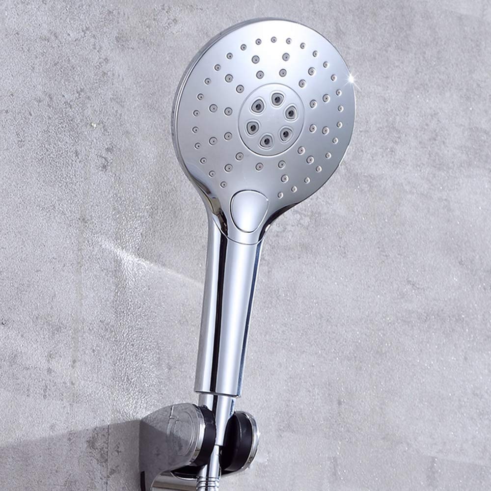 Doccia palmare ad alta pressione, interruttore a un pulsante con comando a una mano 3 funzioni con staffa for tubo flessibile for bagno,cromata,M (Size : M)