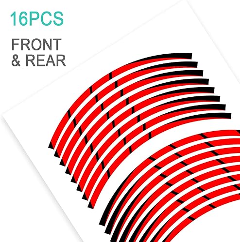 Miniatura 3 de Adhesivos adhesivos para llantas de 17.1in, diseño de rayas S01, compatible con YZF R6 R1 MT 03 125 09 07 10 TRACER 700 FZ25 (rojo)