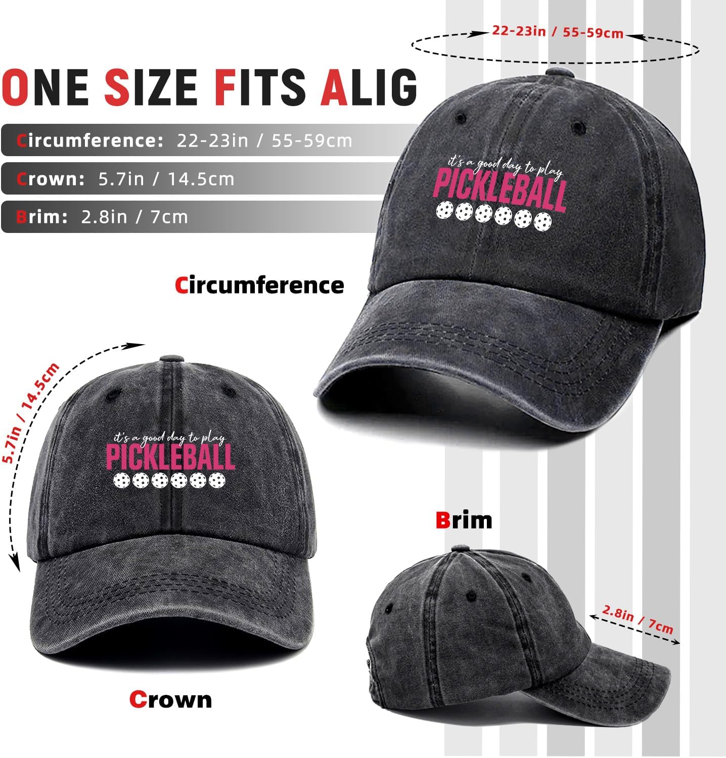 Pickleball Hat Funny Printed Cotton Baseball Cap Adjustable Retro Washed Lightweight and Breathable Unisex Outdoor Sport Sun Hat, Gifts for Pickleball Lover, Players Man Woman Friend Bestie Coworker - Image 2