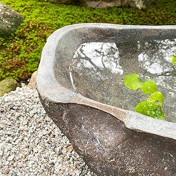 Amazon.co.jp: つくばい 手水鉢 石 睡蓮鉢 大型 おしゃれ 水鉢 メダカ