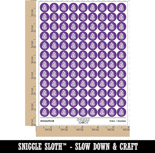 Miniatura 5 de Paquete de calcomanías redondas de piña, acabado mate, tamaño de 0.50 pulgadas, color marrón