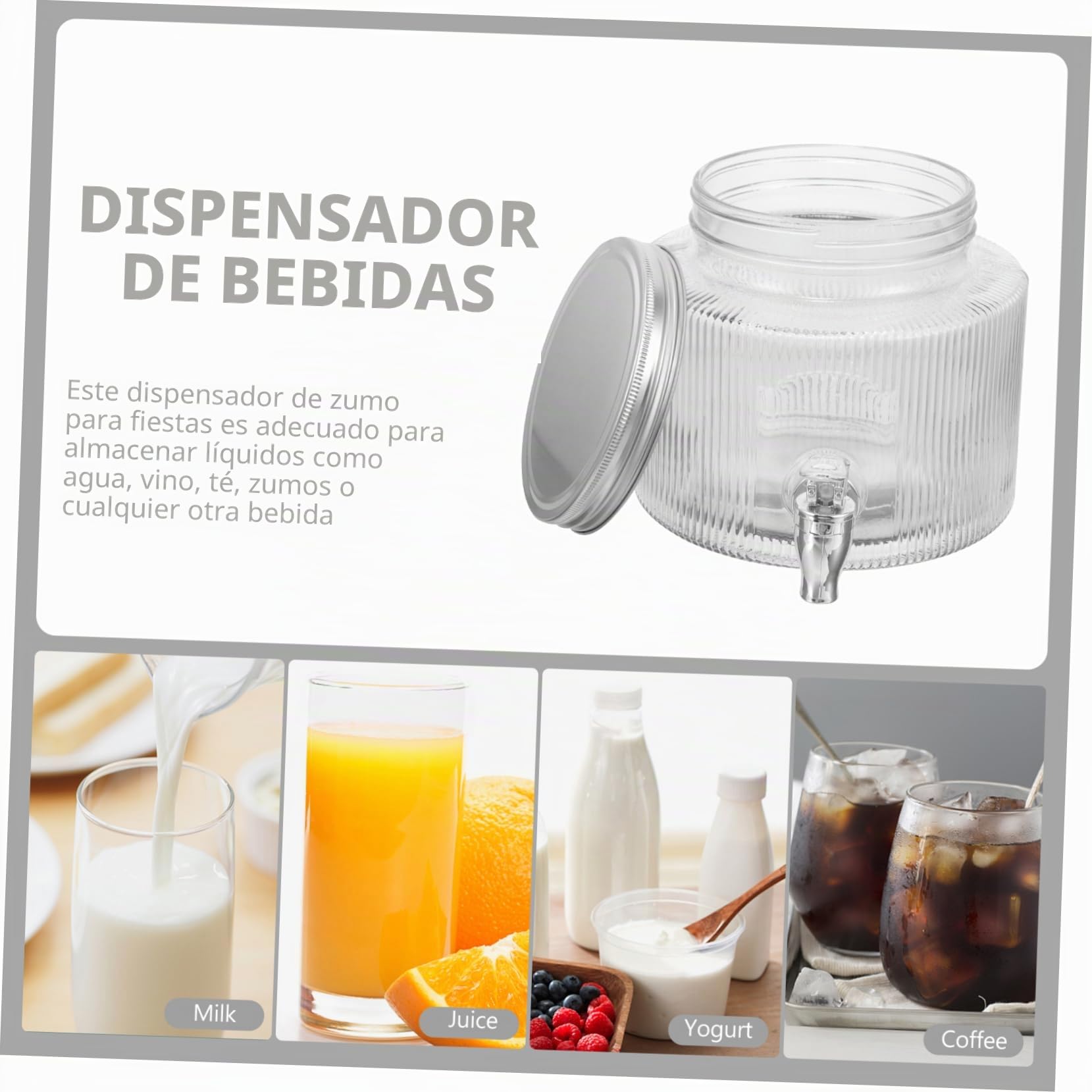 Botella De Cristal Con Grifo Tarro De Bebidas 18X18X15Cm Dispensador Ideal Para Limonada Agua Y Té Perfecto Para Fiestas Y Reuniones