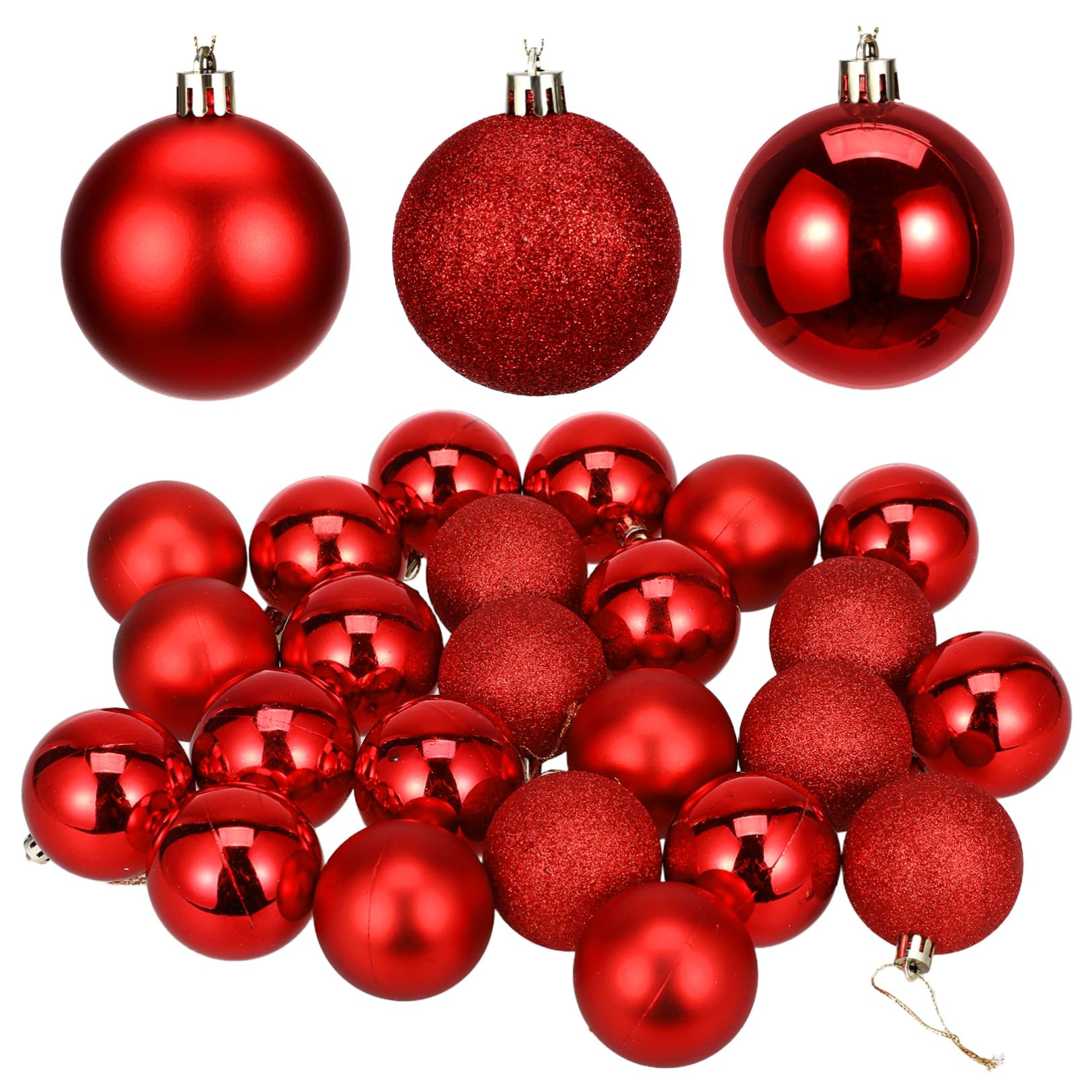 jojofuny 24 Pc Palline Natalizie Rosse 6cm in Plastica, Decorazioni Appese
