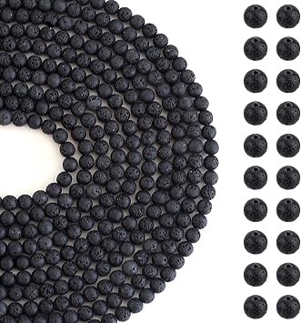 630Pcs Lava Natural Black Beads Round Gemstone Beads for Bracelets Necklace Jewelry Making 6mm