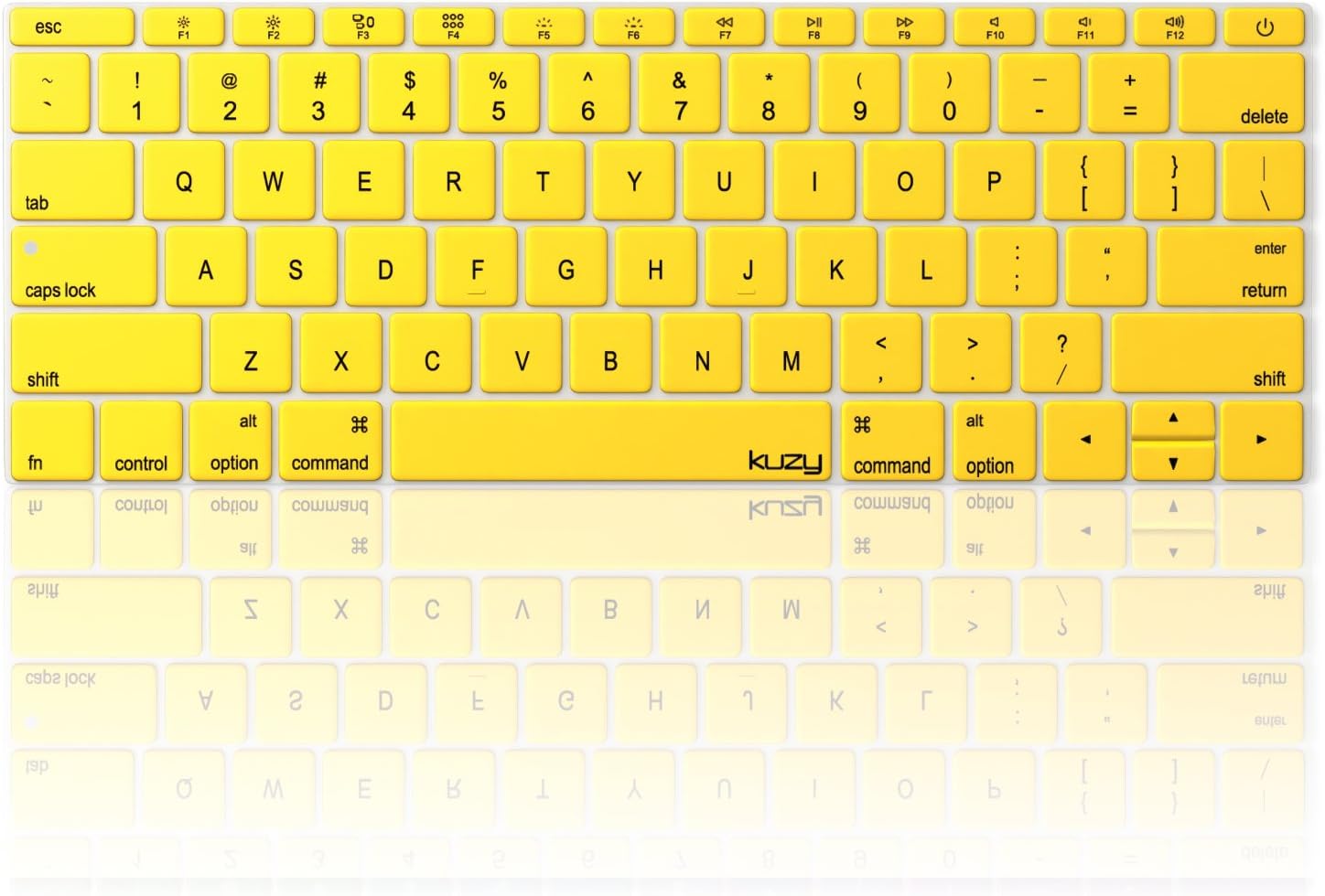 Kuzy Compatible with MacBook Pro 13 inch Keyboard Cover A1708 No TouchBar and MacBook 12 inch Keyboard Cover A1534 Silicone Skin, Yellow
