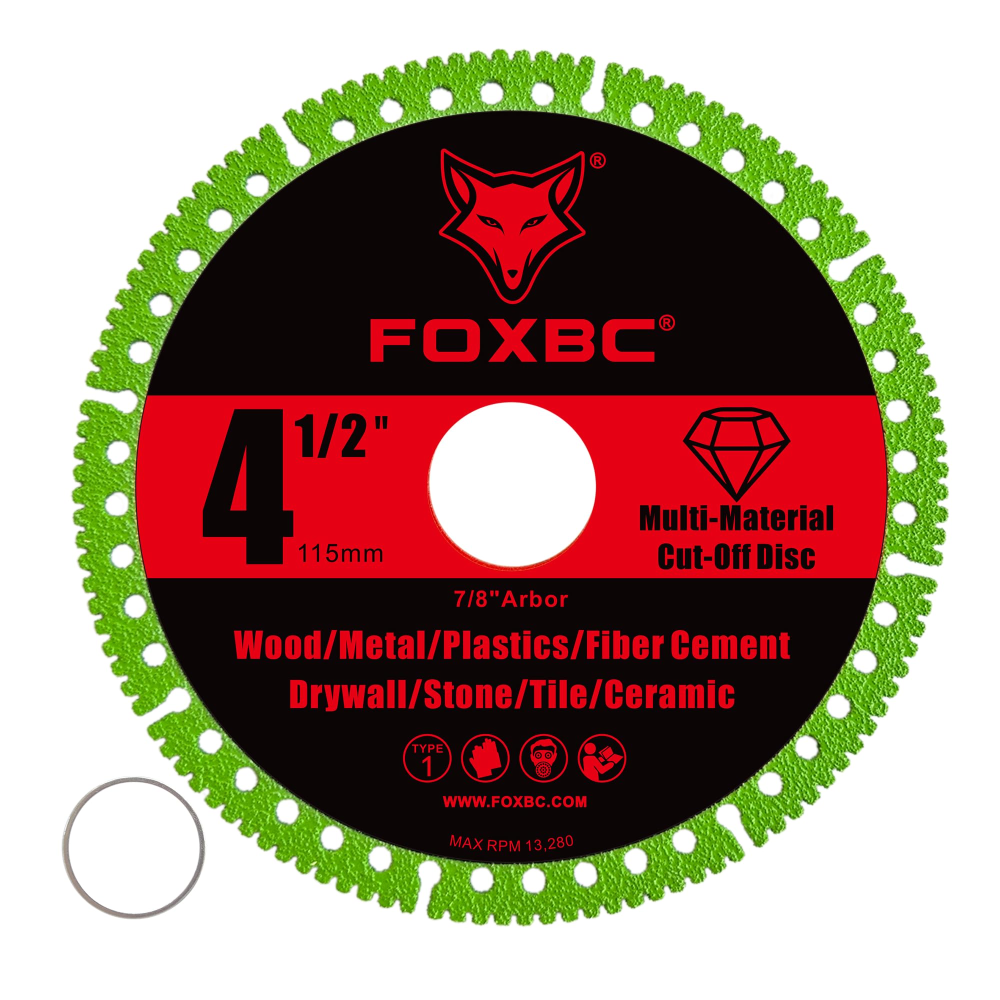 FOXBC Disco de corte indestructible 2.0, 4-1/2 pulgadas, 7/8 pulgadas, para metal, madera, vidrio, cerámica, paquete de 3