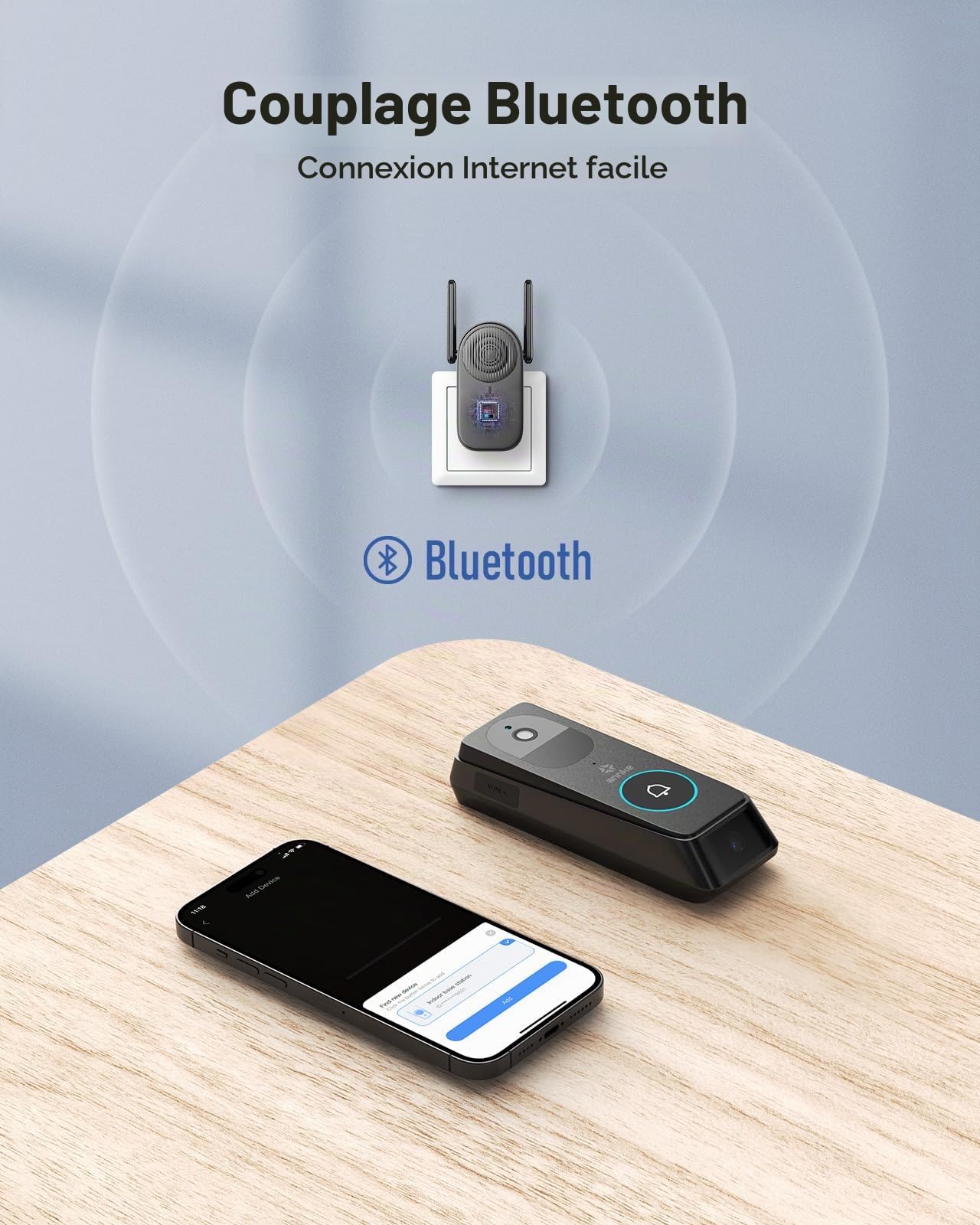 ANNKE Sonnettes Vidéo à Double Objectif avec 2K/3MP Caméra de Surveillance WiFi Extérieure, Vue Diagonale à 190°, Audio Bidirectionnel, PIR Détection Humaine, Vision Nocturne, Etanche, Alertes