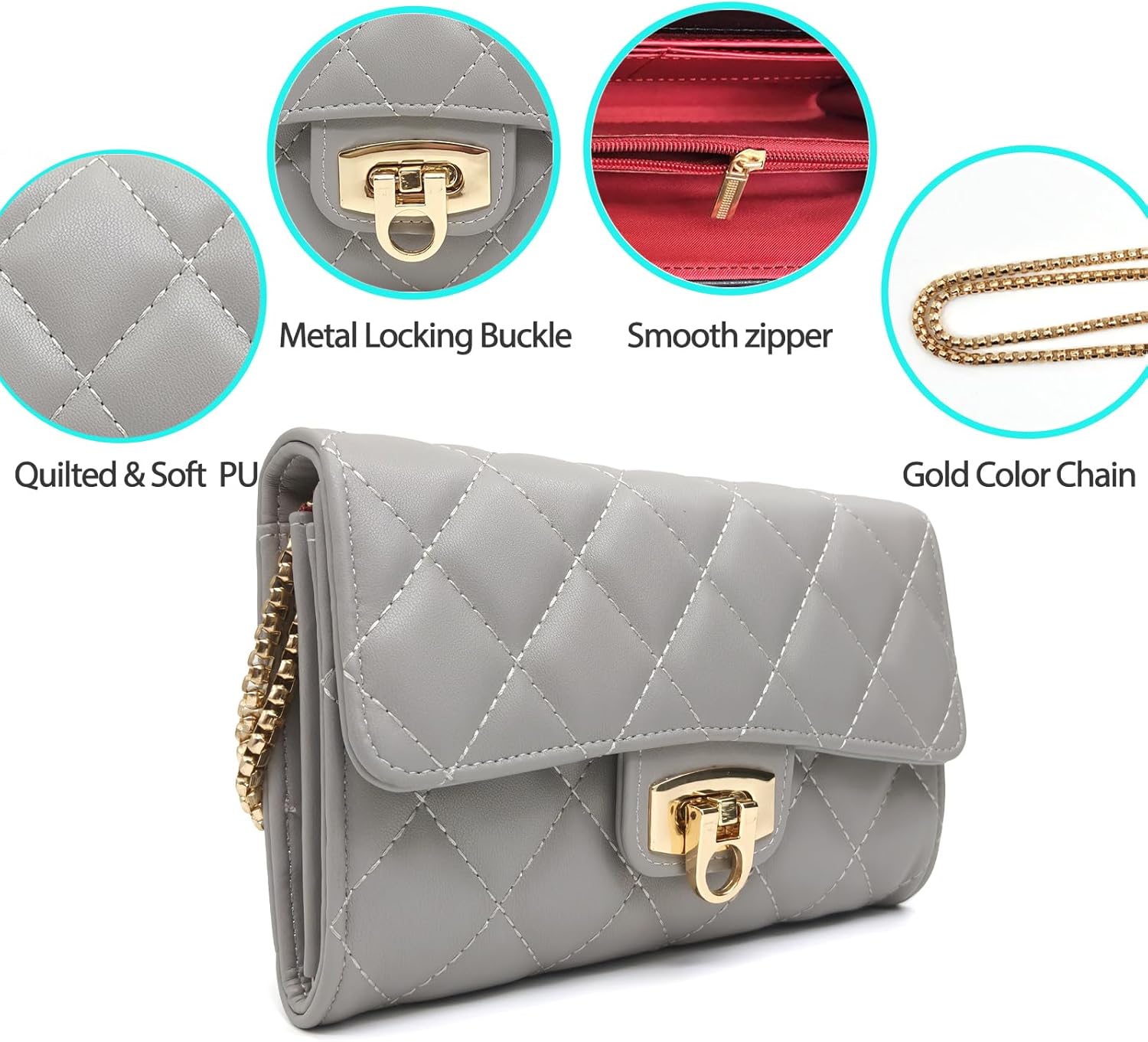 Small Black Clutch Purses for Women with Quilted Designs, Women's Trendy Quilted Crossbody Bags - Stylish Shoulder Handbags - Image 4