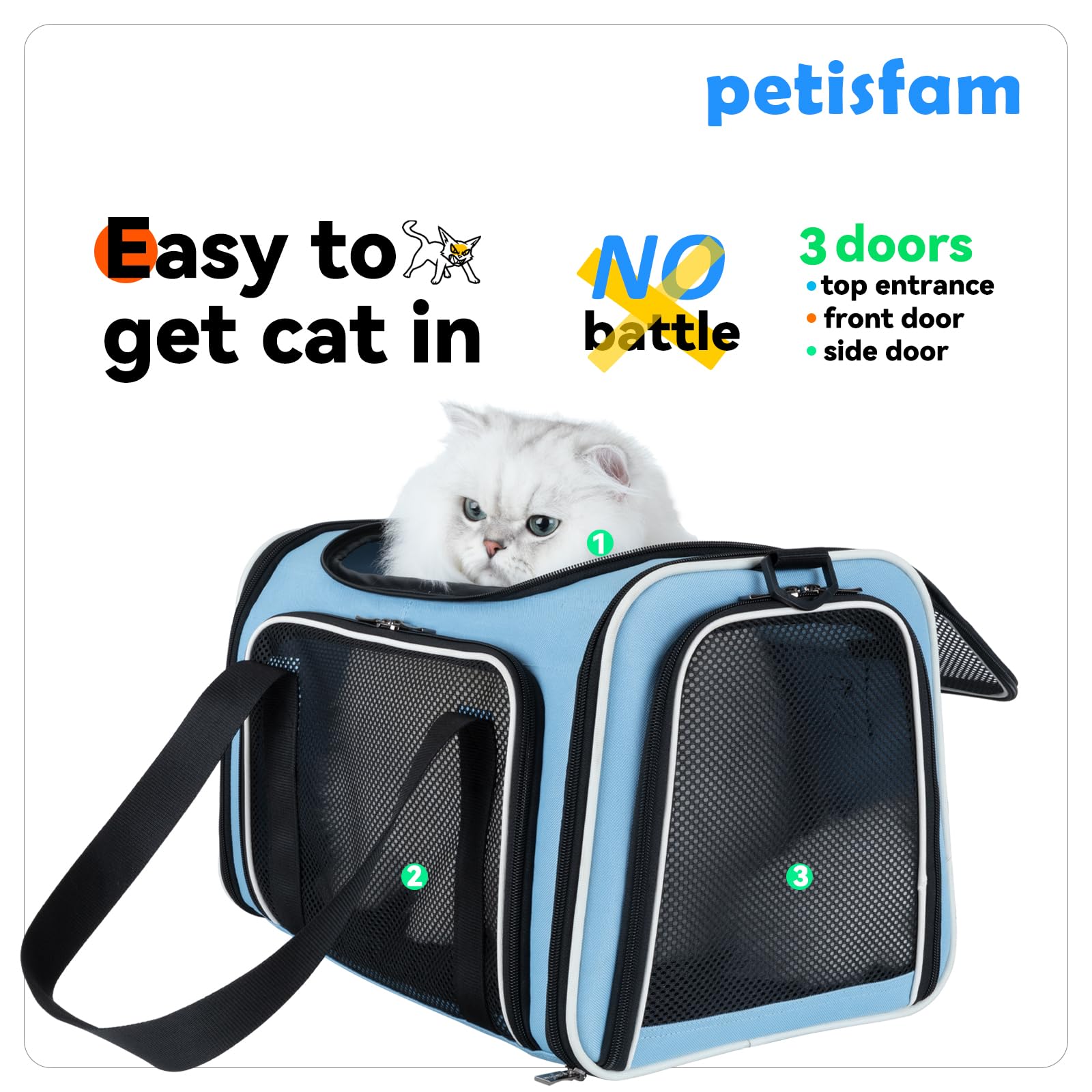 Katzen freiwillig betreten die Transportbox Stressfreier Tierarztbesuch, tierärztlich zugelassenes Design 360 Mesh Sichtbarkeit, langfristige Haltbarkeit, autosichere und abschließbare Reißverschlüsse