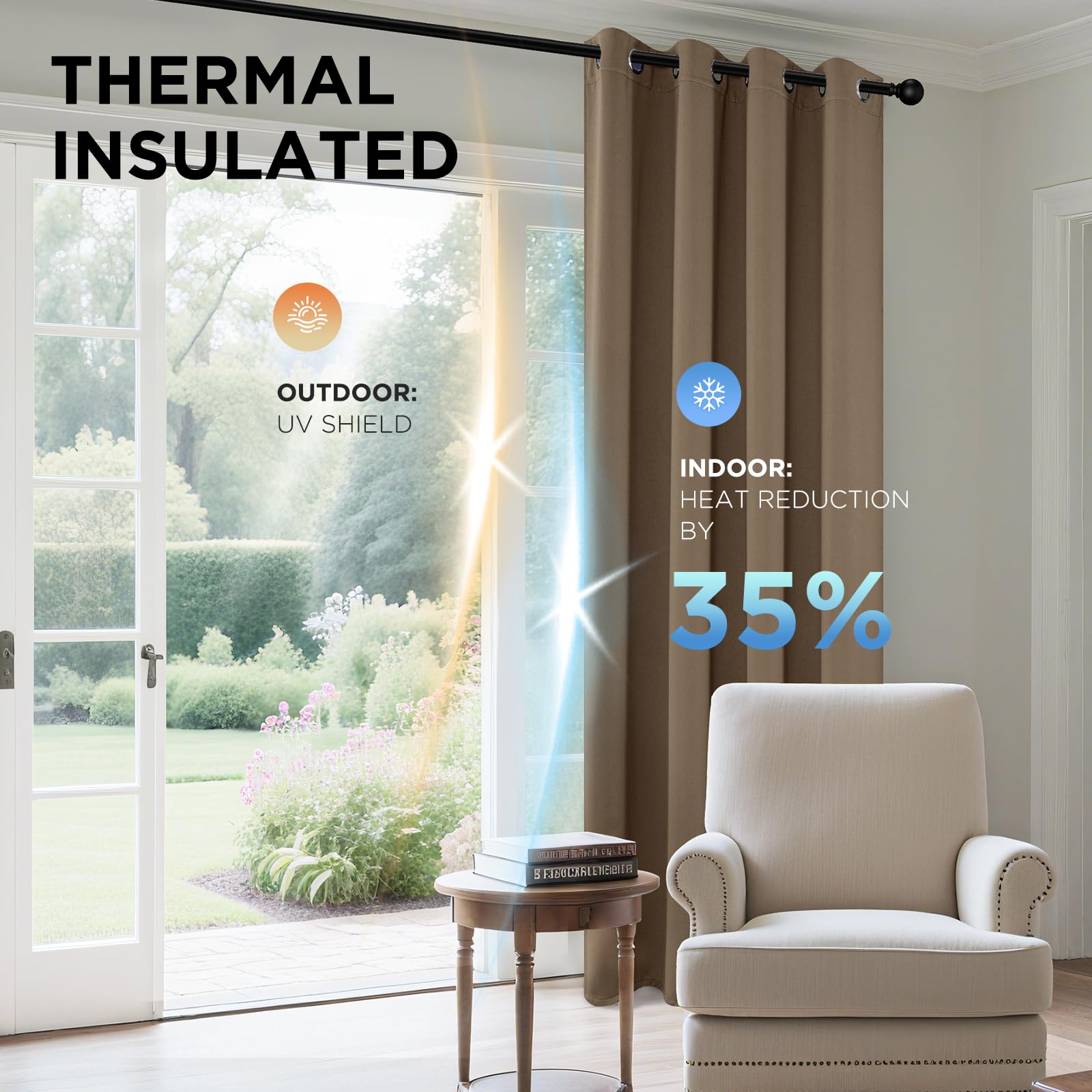 Joydeco Verdunkelungsvorhänge, 2 Paneele, thermische Isolierung, Raumverdunkelung, mit Ösen, für Weihnachten, Wohnzimmer, Schlafzimmer, Fenster, Länge ca. 300 cm