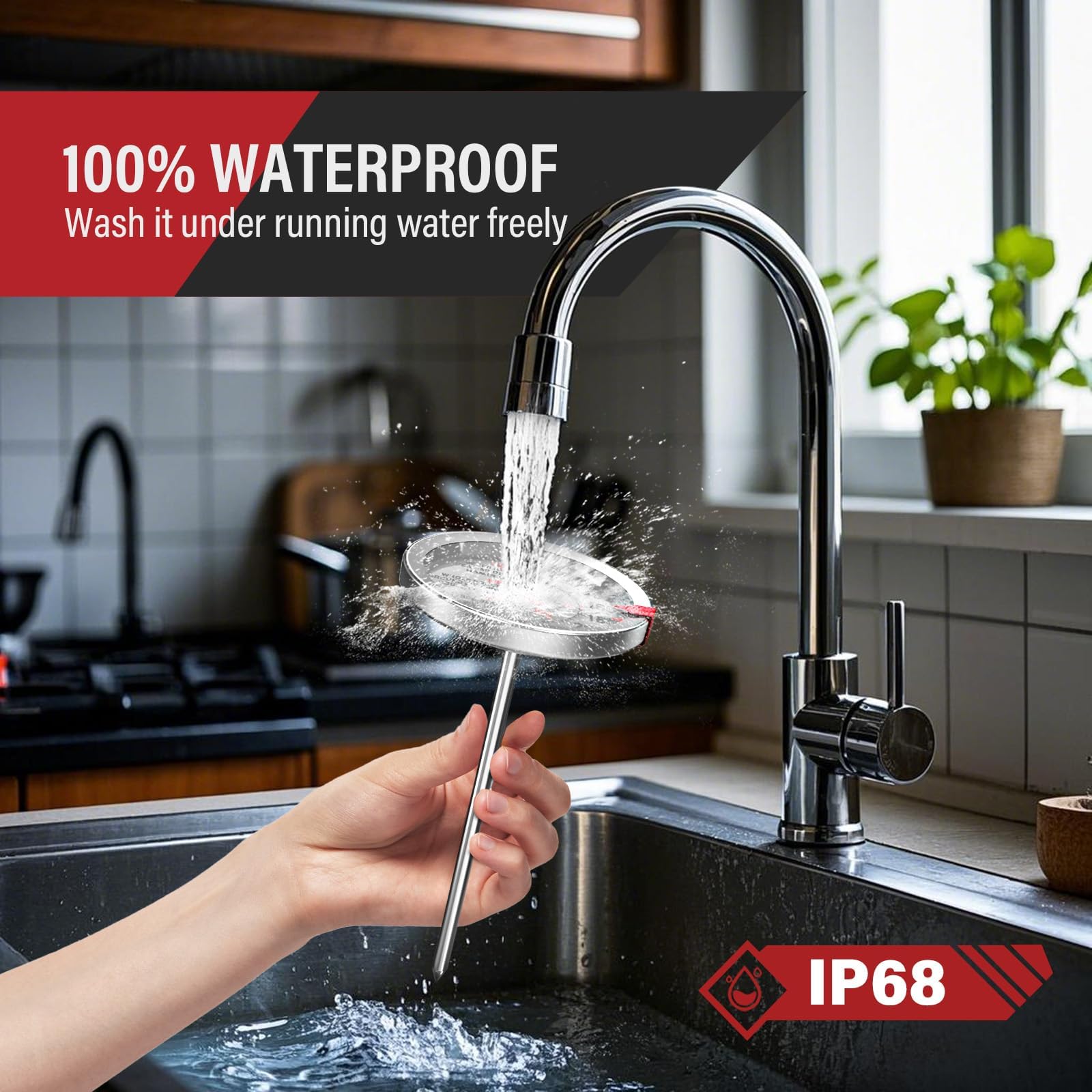 AWLKIM Lot de 2 thermomètres à viande en acier inoxydable, sans danger pour le four, thermomètre alimentaire à cadran extra large de 6,3 cm pour la cuisine, sonde de température pour la pâtisserie