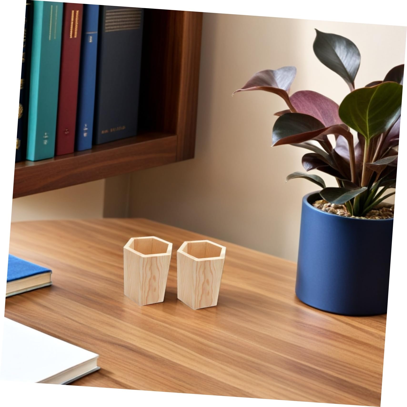 DOITOOL 8 Piezas Portalápices de Madera de Unidades Soporte Multifunción para Bolígrafos y Pinceles Organizador Estable para Oficina y Papelería Decoración Elegante para Escritorio