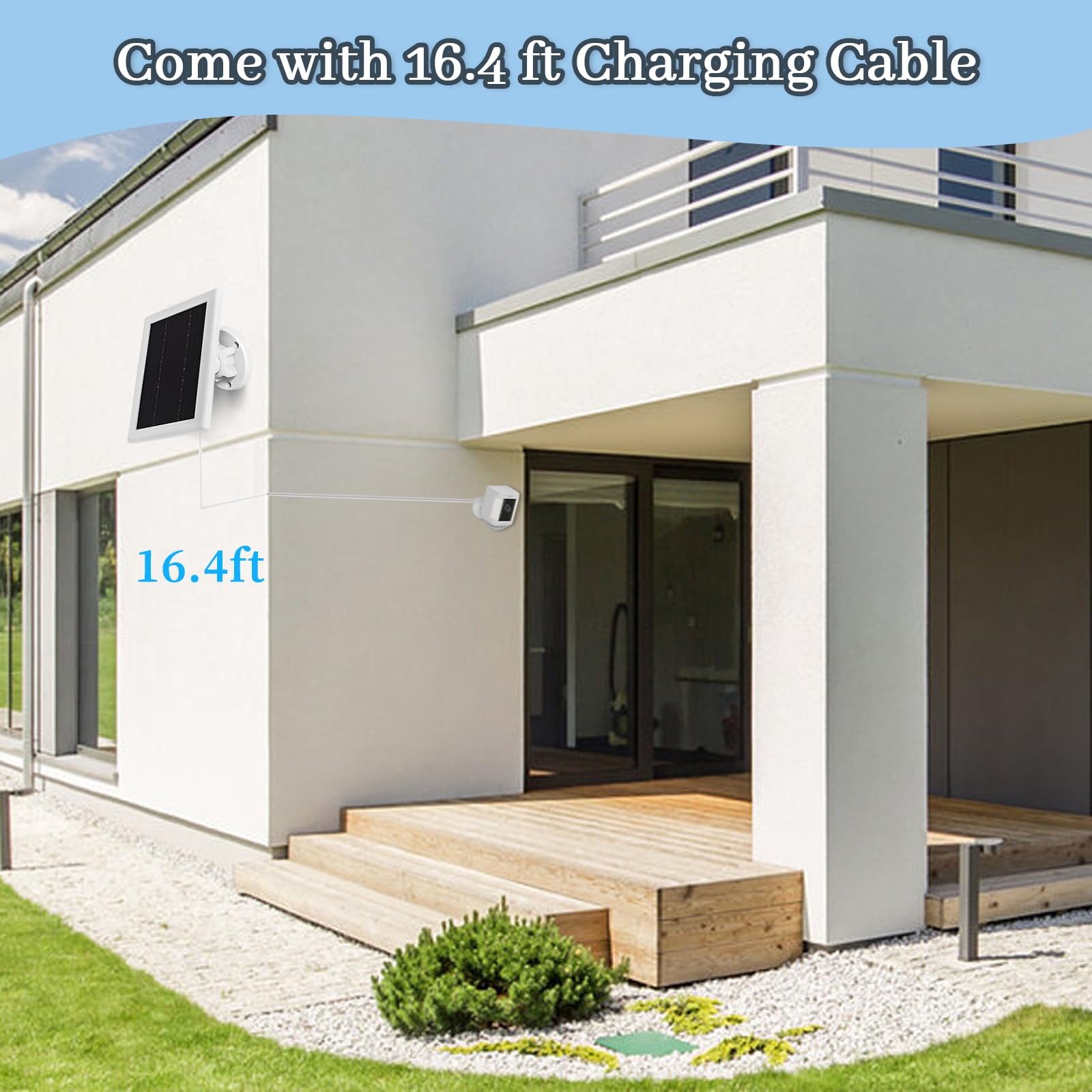 Ring - Caricatore per pannello solare per fotocamera, caricatore solare da 5 W, compatibile con anello riflettore, cam, batteria per telecamera di sorveglianza wireless per esterni, cavo da 5 m
