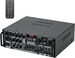 VEDO Amplificador de potência Bluetooth 2.1 de 300 W, 12 V, 110 V/220 V para áudio automotivo e residencial, com controle remoto e subwoofer