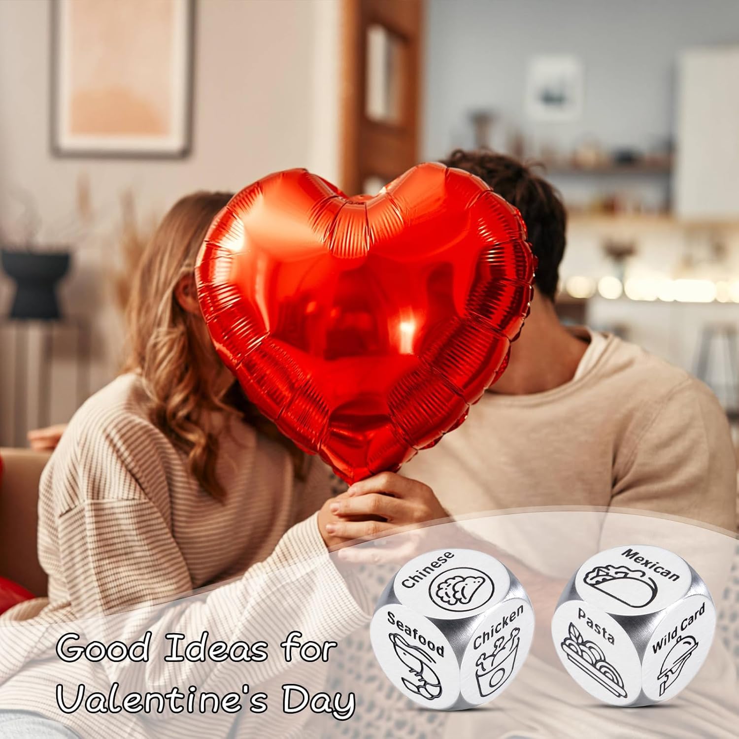 Valentines Day Gifts for Him Her, Date Night Food Dice for Boyfriend Girlfriend, Valentines Basket Stuffers for Women Men Husband Wife, Food Decider,Wedding Birthday Anniversary Gag Gift for Men Women